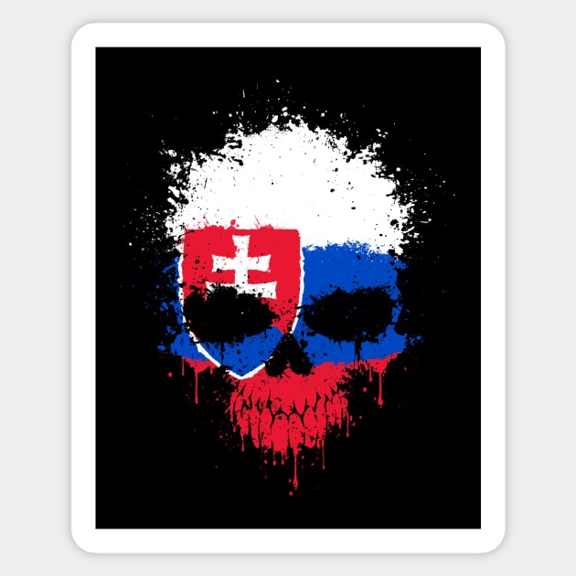 Chaotic Slovakian Flag Splatter Skull Sticker by jeffbartels